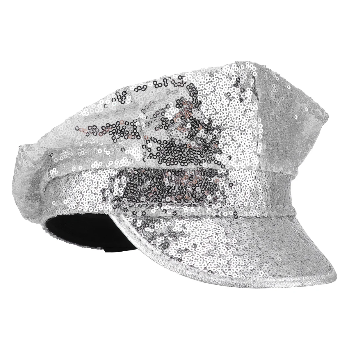 

1pc Sequin Peaked Cap Wide Brim Stage Performance Hat Prop For Halloween Mardi Gras Masquerade Role Play Accessory