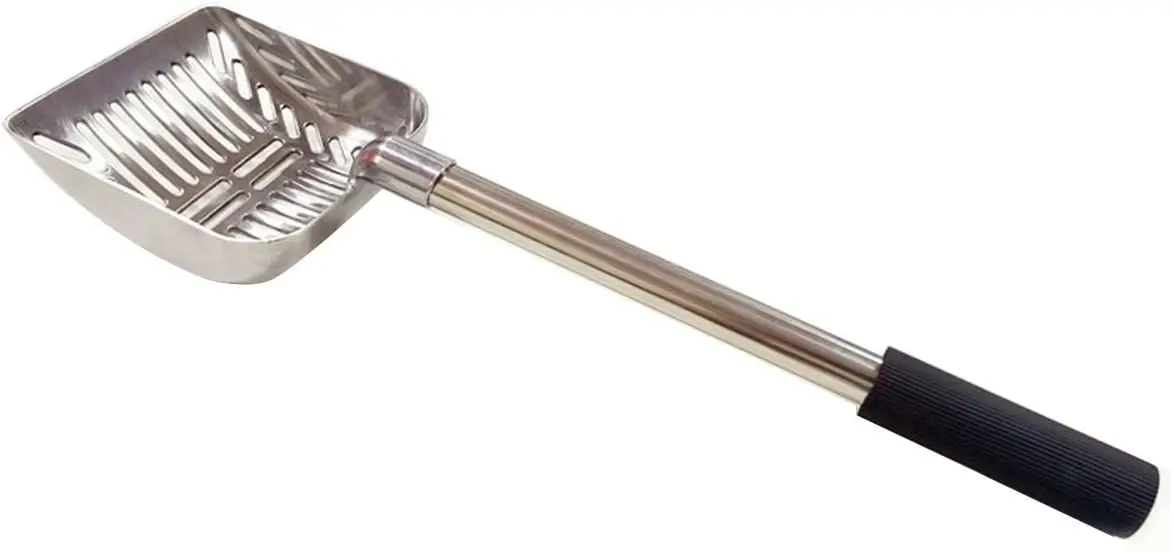 

Совок для кошачьего туалета с длинной ручкой из алюминия и ситом, с антипригарным покрытием, для семей с несколькими кошками