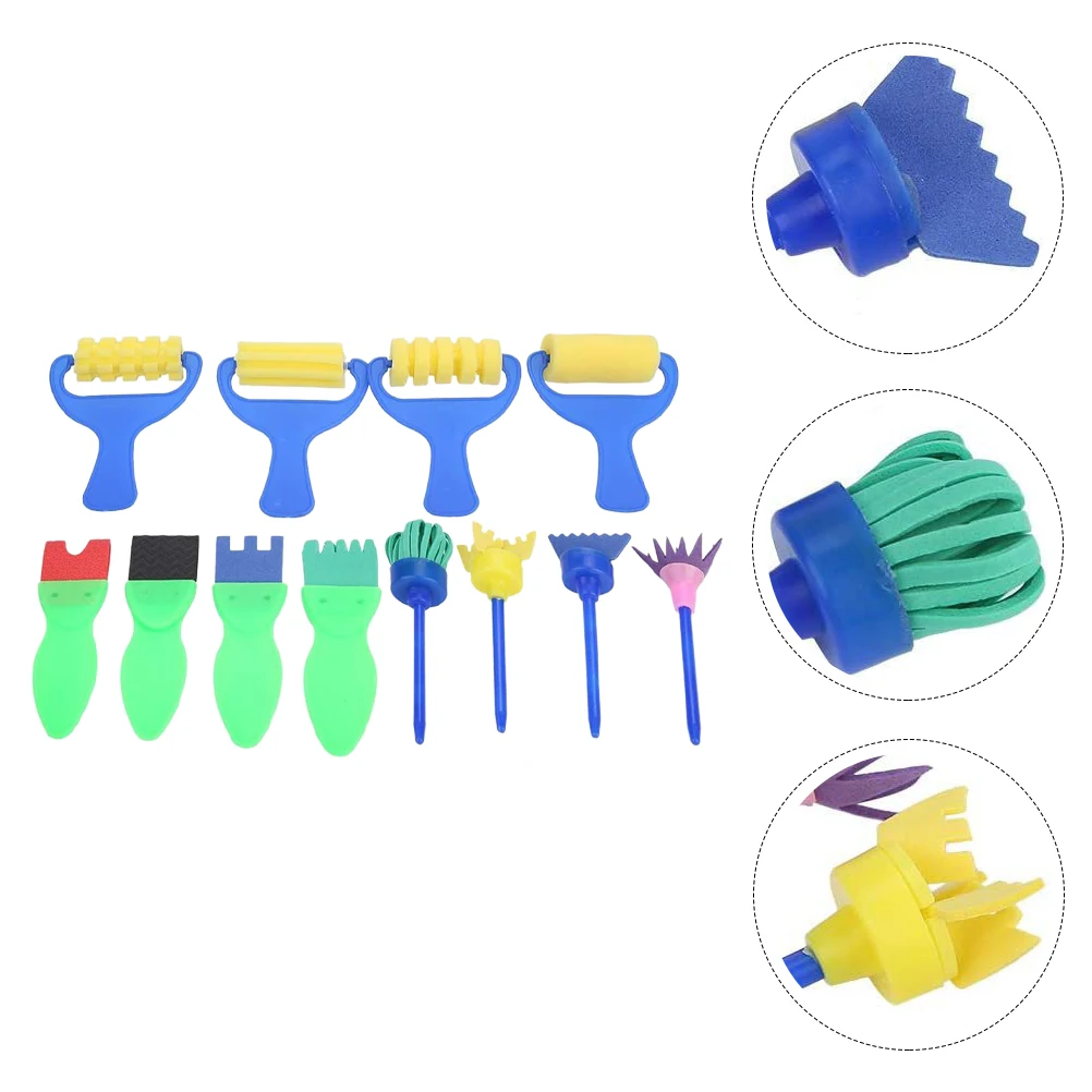 1 Juego de Herramientas de Pintura con Esponja, Kit de Dibujo Creativo para Niños, Suministros de Bellas Artes, Rodillo de Esponja