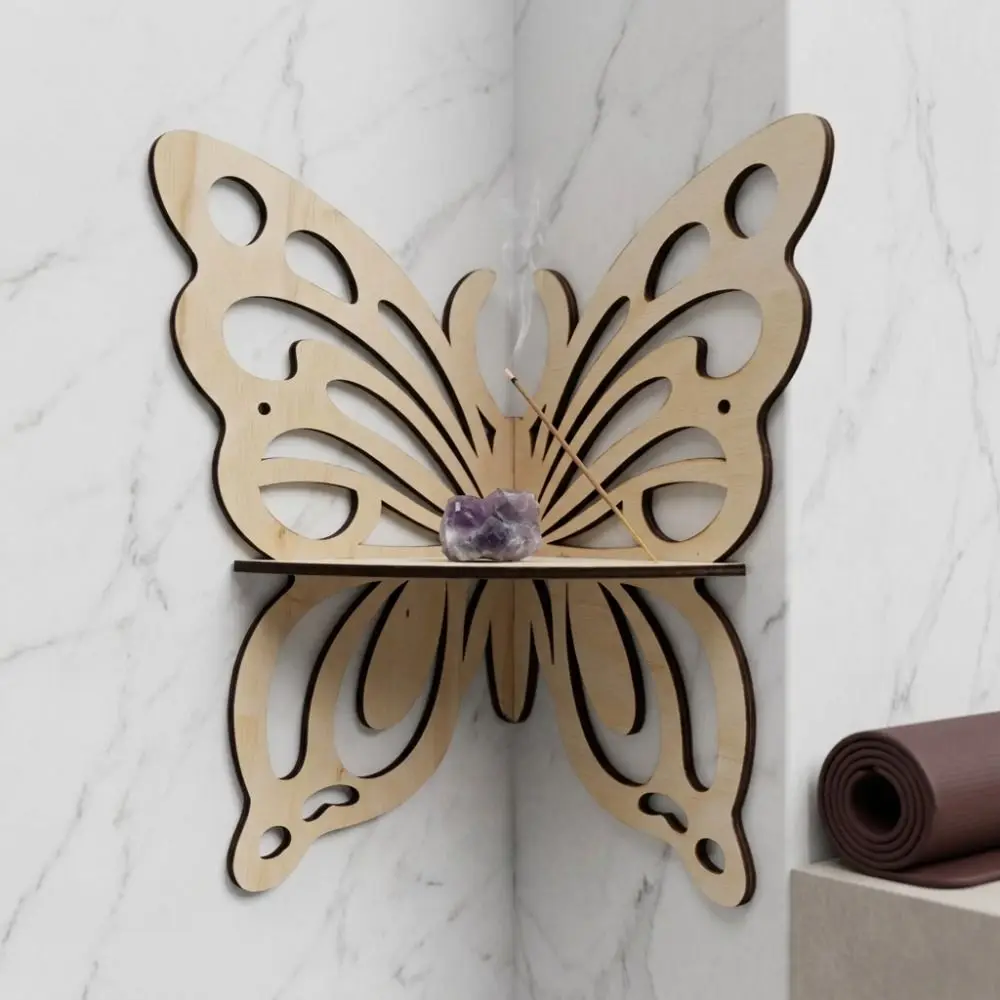 Creative Hollowed Out Butterfly Shaped Shelf Artistic Home Decor Flower Wall Shelf Wall-Mounted Display Shelf Wall Decor