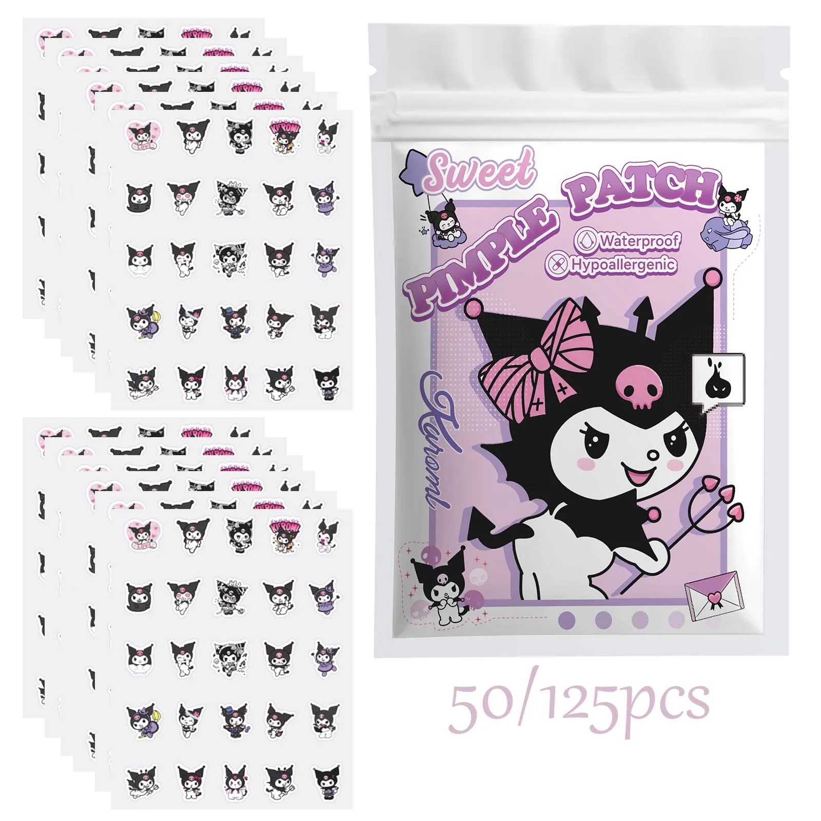 50/125PCS  Hello Kitty Kawaii Soft Spot Stickers, Cute Invisible Hydrogel Facial Cover