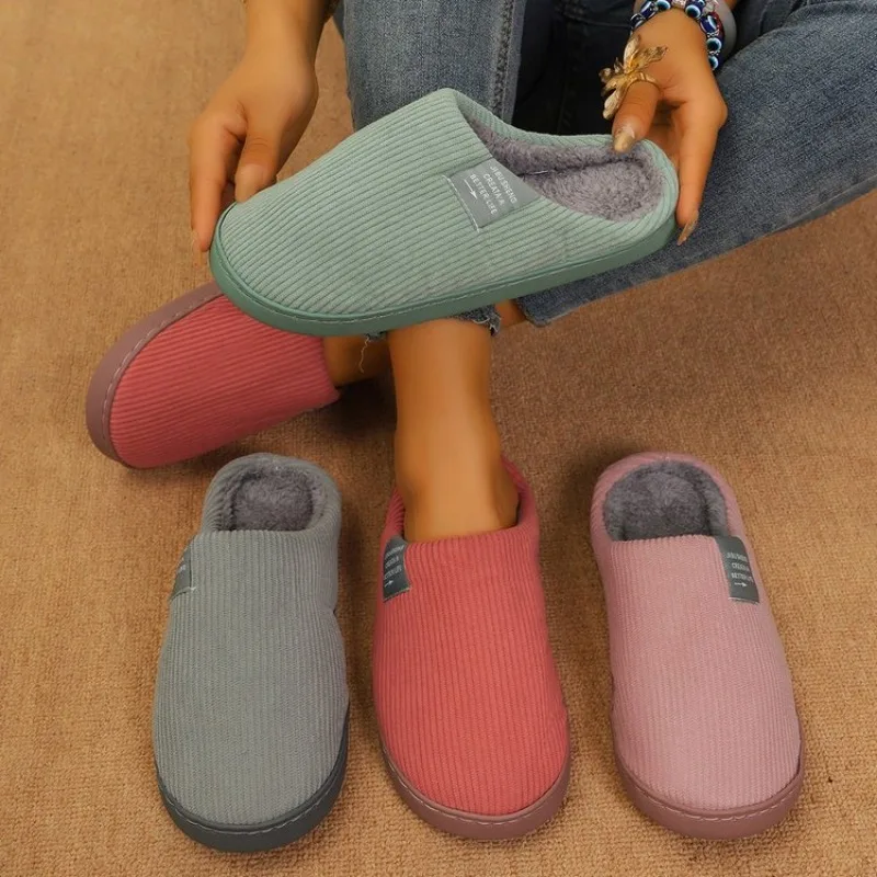 Slippers Women's Home Autumn and Winter Couple Indoor Household Anti-slip Warm Cotton Shoes
