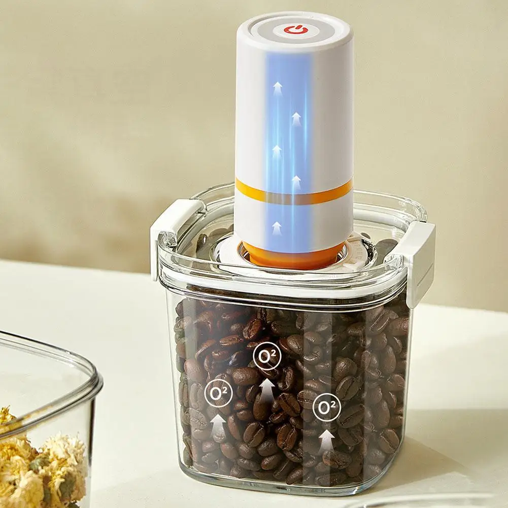 460–1300ml Vacuum Seal Storage Container, Electric Pump Airtight Fresh-Keeping Jar for Coffee Beans Cereals Rice Tea and Candy