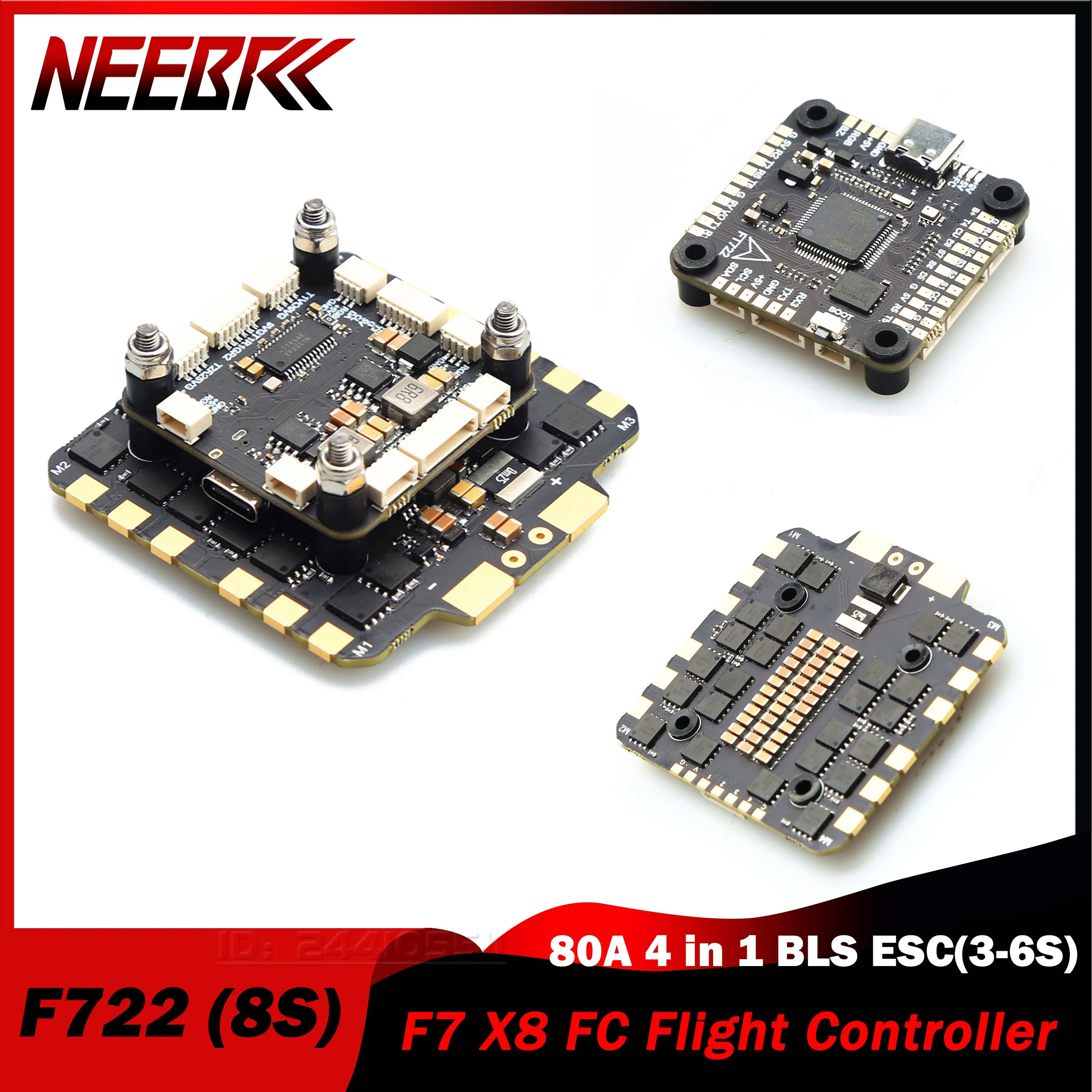 

NEEBRC F7 F722 Flight Controller FC 80A 4in1 BLS ESC Stacks 3-8S for 10 inch 13 inch 15 inch Frame RC FPV Racing Drone DIY Part