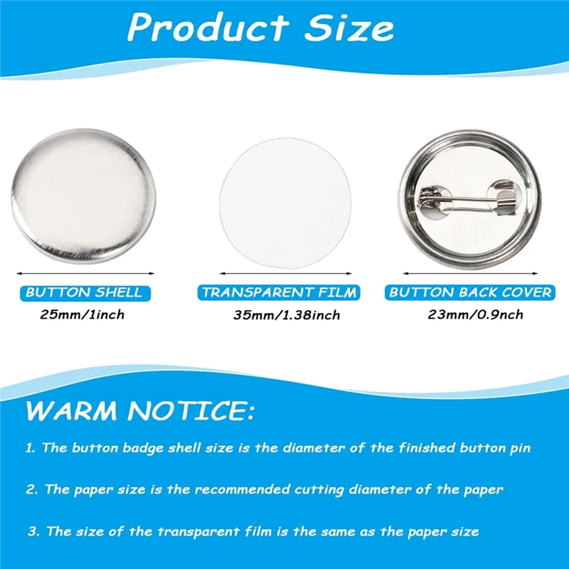 Botão Voltar Pin Fazendo Kit, em branco Machine Supplies, Metal Badge Parts, 25mm, 1 ", 600 Pcs