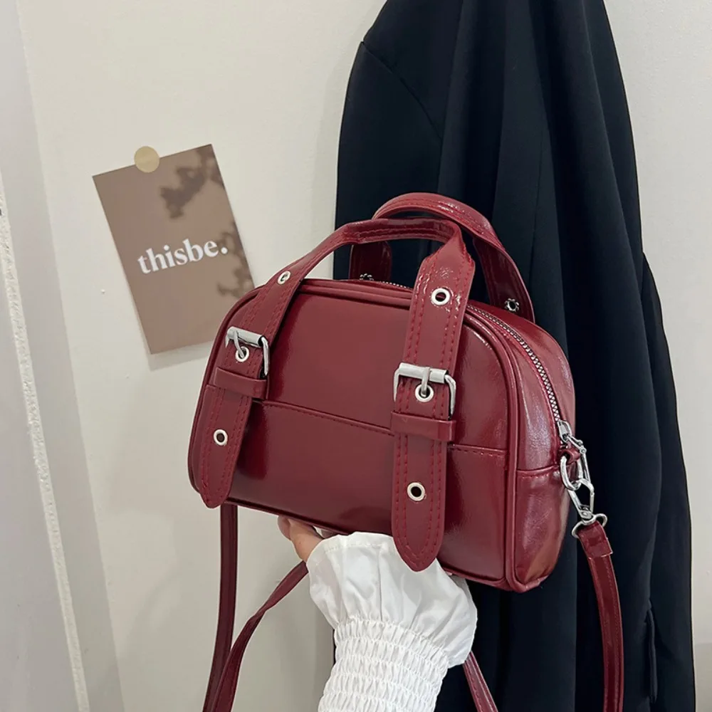 

Casual Vintage Buckle Shoulder Bag Mini PU Leather Boston Crossbody Bags Luxury Designer Women’s Handbag Daily