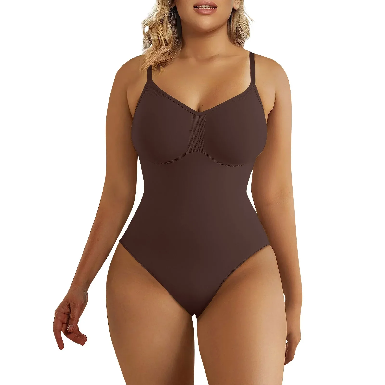 ملابس تشكيل الجسم للسيدات ذات لون سادة بقصة ضيقة وطويلة مثلثة الصدر مع خصر ضيق وأرداف مجموعة سباحة عصرية