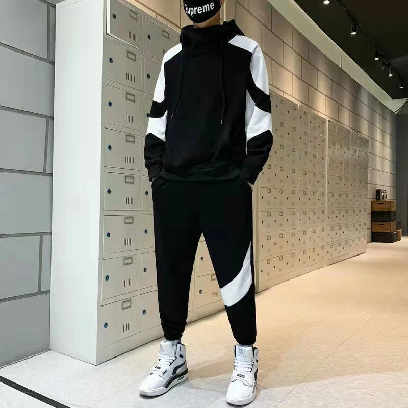 Men Tracksuits Sports Outdoor Gyms Sweatshirt Spring Autumn Polyester Jacket Pants Casual Mens Tracksuit Sportswear 2 PCS Sets