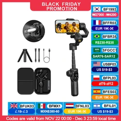 AOCHUAN Smart AI Face Tracking S2 Handheld Gimbal Stabilizer PTZ with Extendable Rod with Fill Light for Phone Tiktok Vlog Video