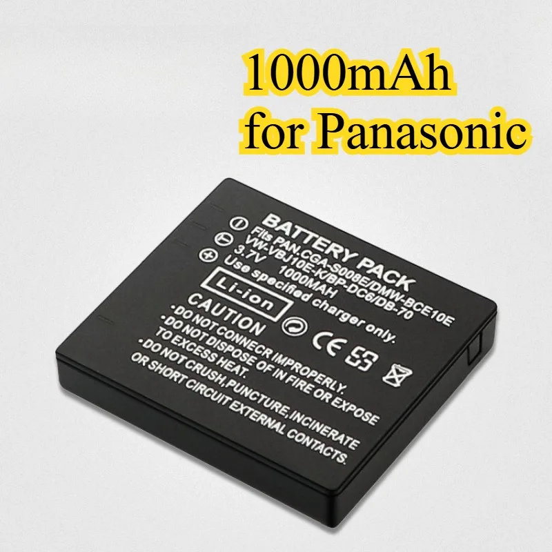 Batterie de remplacement DMW-BCE10E CGA-S008E 1000mAh pour alimentation de caméra Compatible Panasonic Lumix série DMC