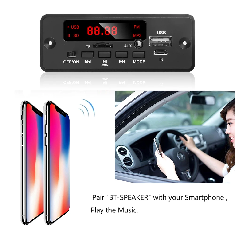 Tay Nghe 2*25W Ampli Bluetooth Không Dây 12V MP3 WMA Âm Thanh Xe Hơi USB TF FM Radio mô Đun Điều Khiển Từ Xa