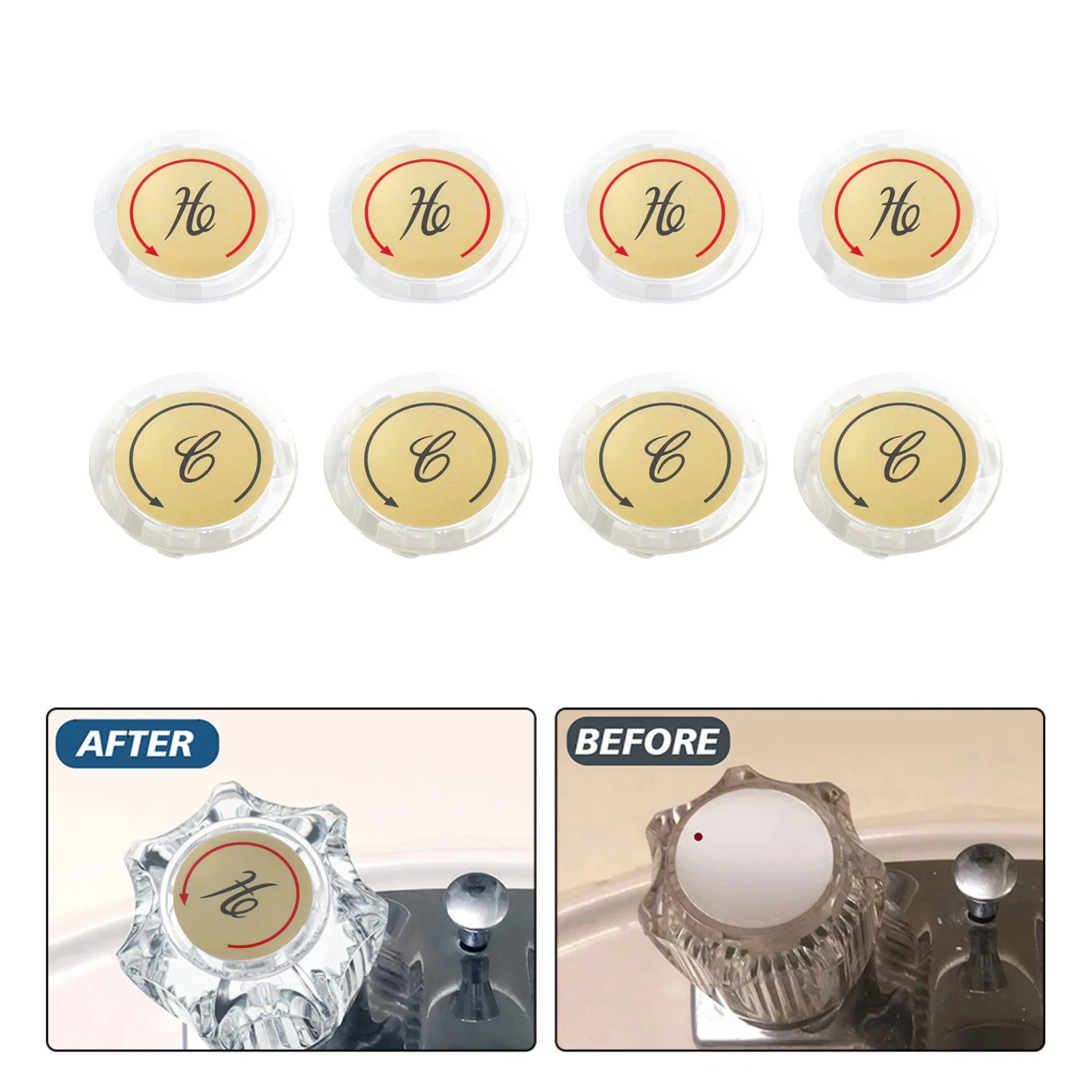 8pcs Faucet Index Buttons For DELTA For LDR For Delex For Peerless Faucet Handle Marking Hot Cold Sink Shower Sign Stickers