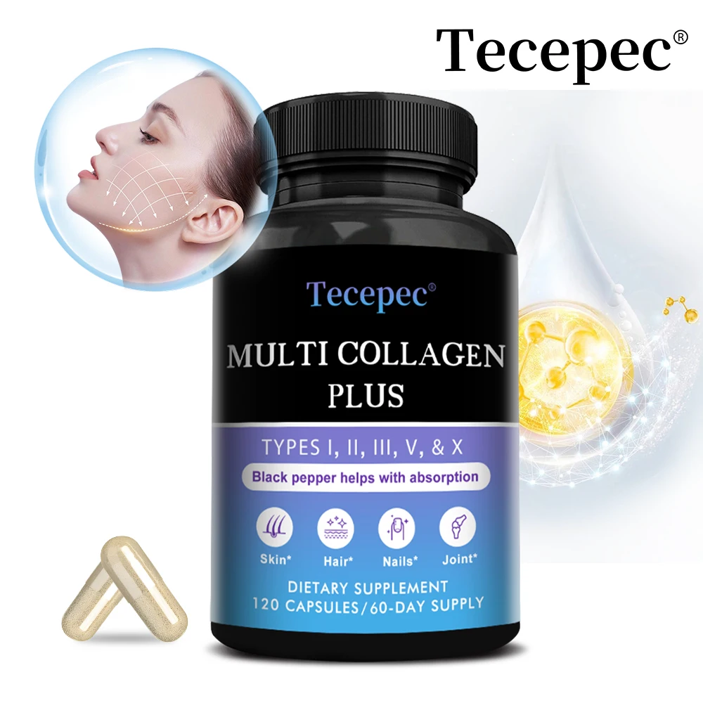 Multi-Type Collagen Capsules I II III V X, Support Skin Hair Nail Joint & Dental Health, Anti Aging Daily Essential Supplement