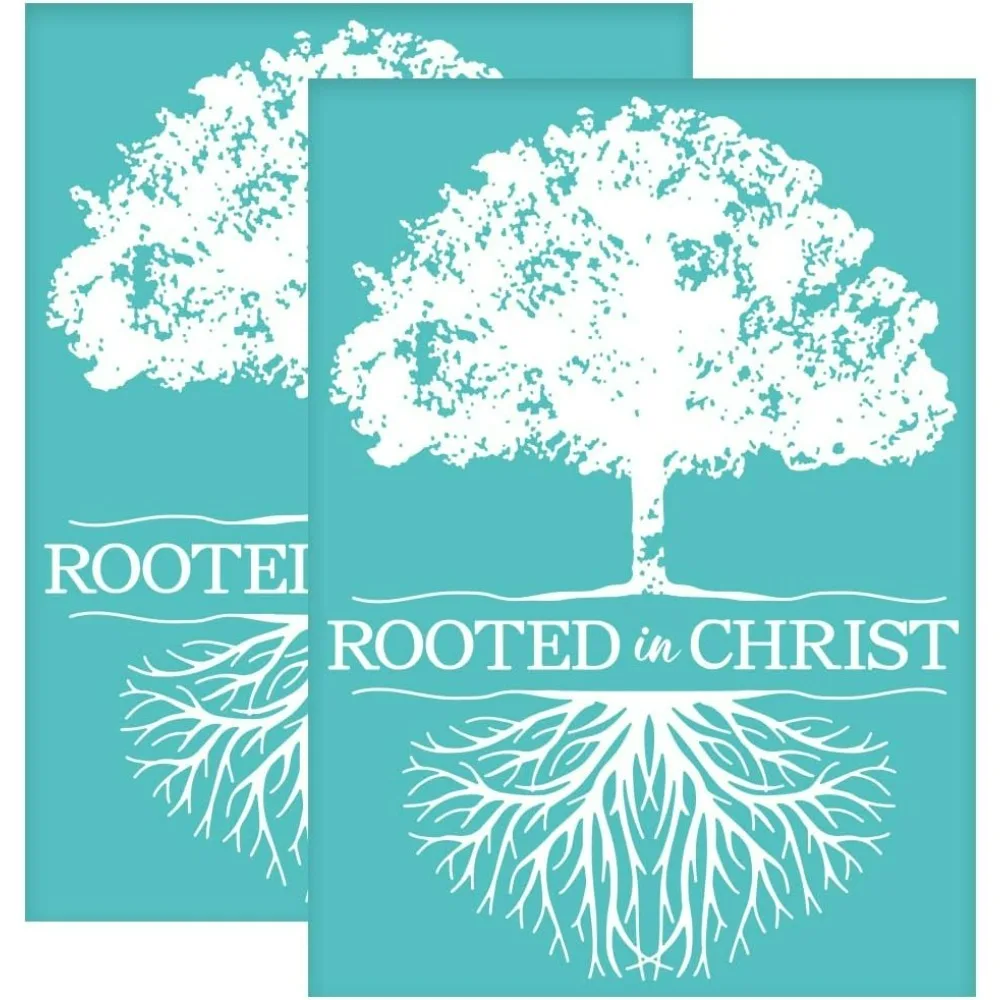 2pcs 5.5x7.7 Inch Self-Adhesive Silk Screen Printing Stencils Tree Roots Silkscreen Stencils Reusable ROOTED in CHRIST Mesh