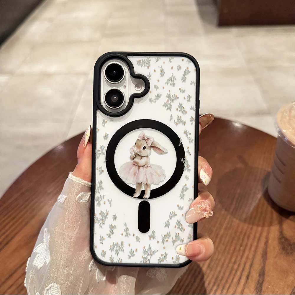 Apple Iphone 15 Pro Max - Ballet Konijn Bloemprint Telefoonhoesje voor iPhone
