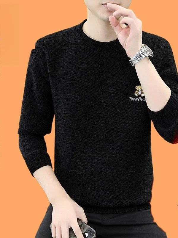 

Мужской трикотажный джемпер с круглым вырезом и начесом, осенне-зимний, класса люкс, новинка, базовый слой, спортивная футболка с длинным рукавом