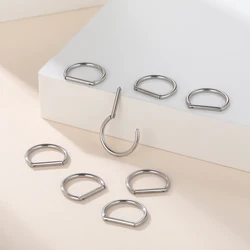 Titanium Nose Ring Septum Clicker Piercing D Shape Segment Ring Ear Cartilage Tragus Helix Pircing Earring 16G 14G for Women