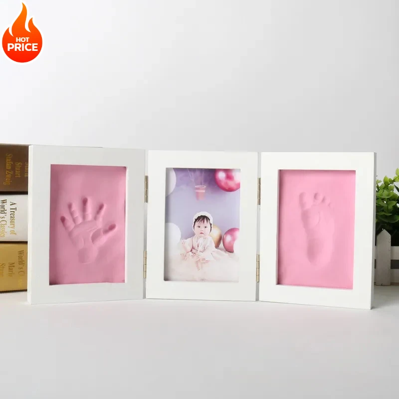 Newborn Baby Handprints and Footprints Photo Frame with Clay Kit Baby Boy Girls Souvenirs Toys Gifts Baby Products Home Decor