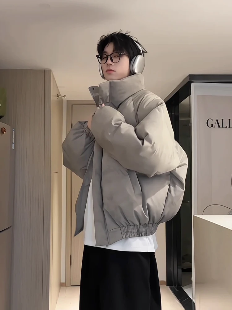 American Dyed Thiened ort Cotton Jaet Heren Winter Faionable Bread Sle Stand Kraag Ritssluiting Kleur Poly...