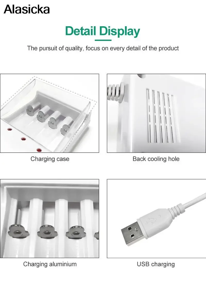 Battery Charger 4 Slots With EU Cable For AA/AAA Rechargeable Batteries Charger For Remote Control Microphone Camera