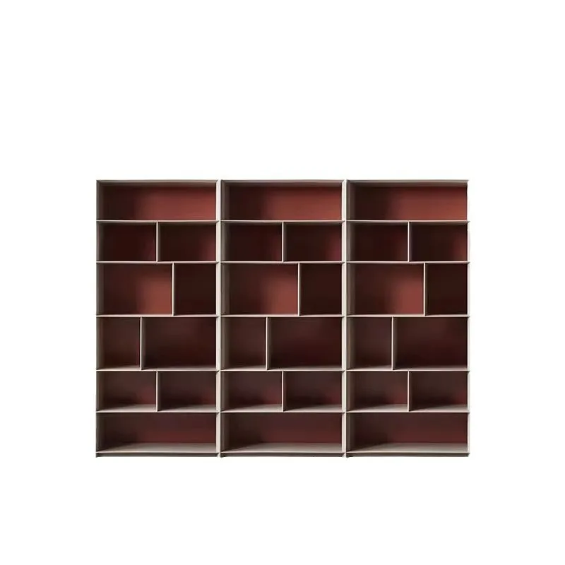 

Italian minimalist bookshelf living room floor-to-ceiling modern solid wood shelf khaki multi-layer storage display rack