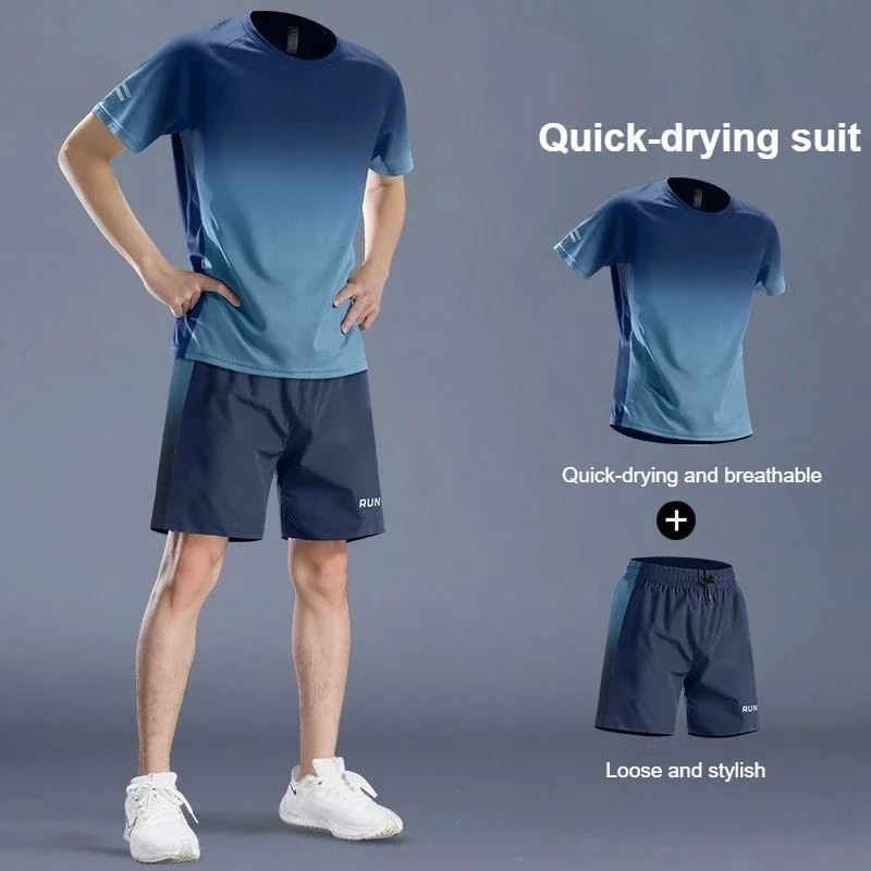

New - fashion Men's Sports Outfits: Breathable T - shirts and Shorts for Gym, Running & Sports Training