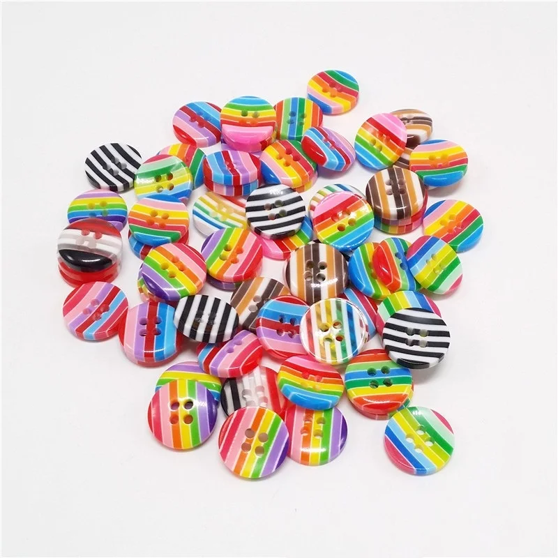 Resin Striped Beads Multi Shape Round For Craft Children Kids Clothing Sewing Buttons Scrapbook DIY Home Decoration Accessories