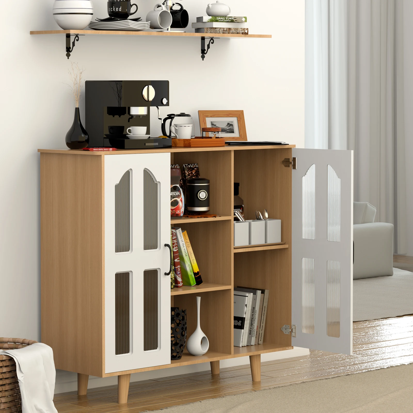 AnneFish Coffee Coner  Coffee Cabinet With Large Storage Capacity For Living Room 100cm(L)*80cm(H)*35cm(W)