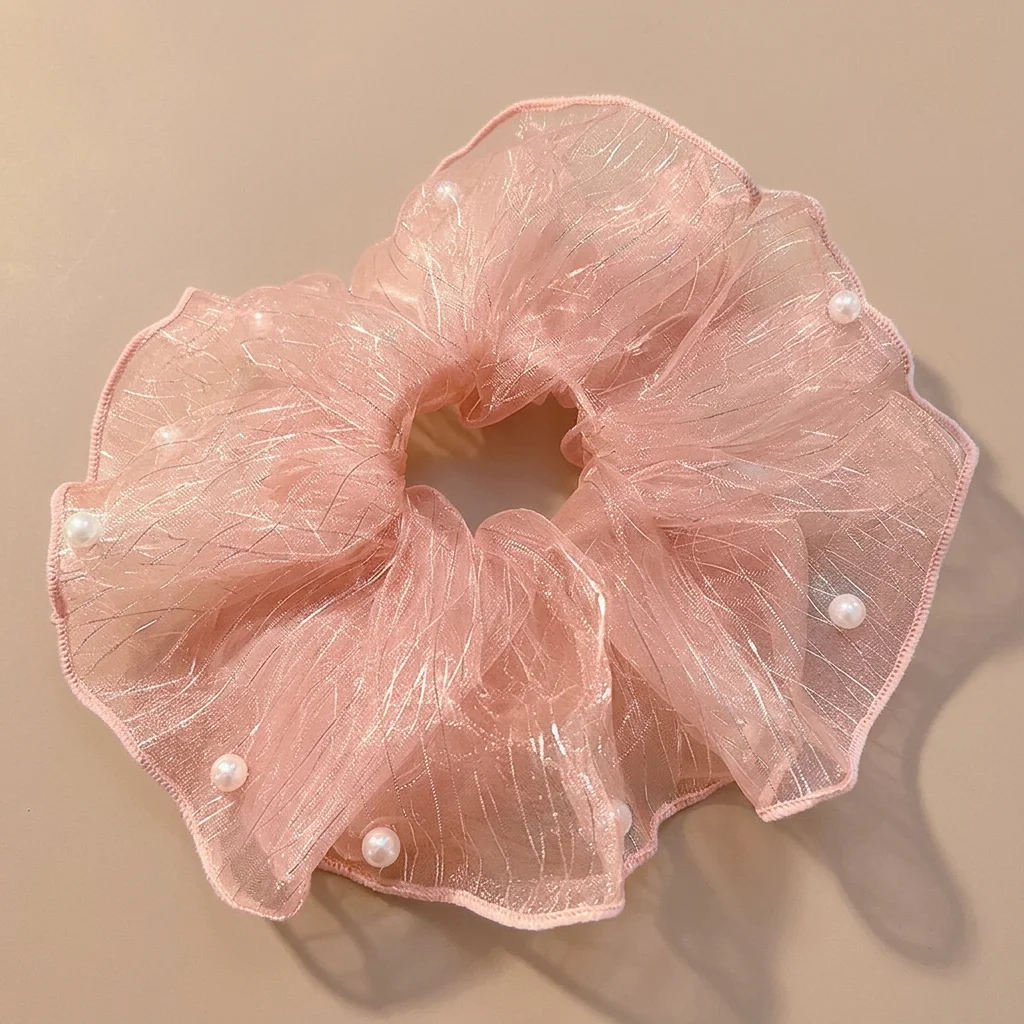 Sparkly Hair Scrunchies Beaded Mermaid Yarn Ties for Party Wear Women's Elegant Elastic Hairbands Soft Shiny Accessories
