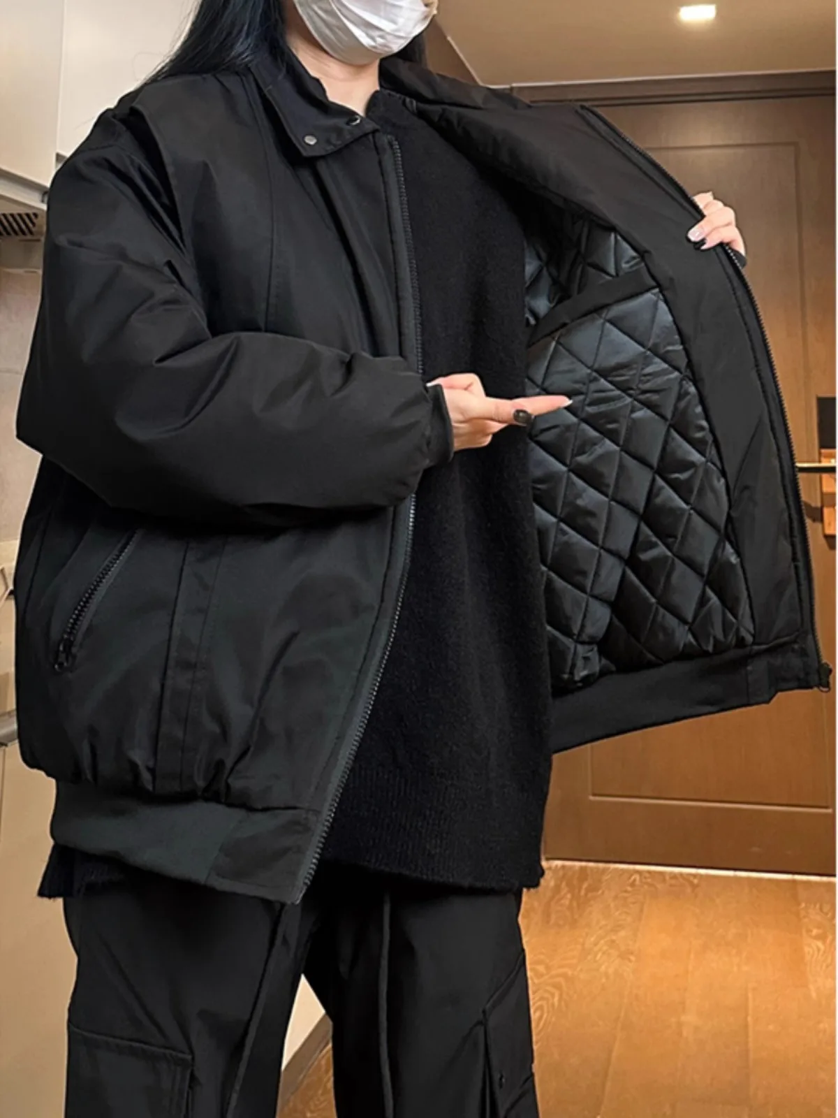 

Warmth And Sle: Men's Cotton Jaet with Stand Collar And Filling Bla Samurai Sanfeng Anti-Water Anti-Dirt Anti-Dust Oute...