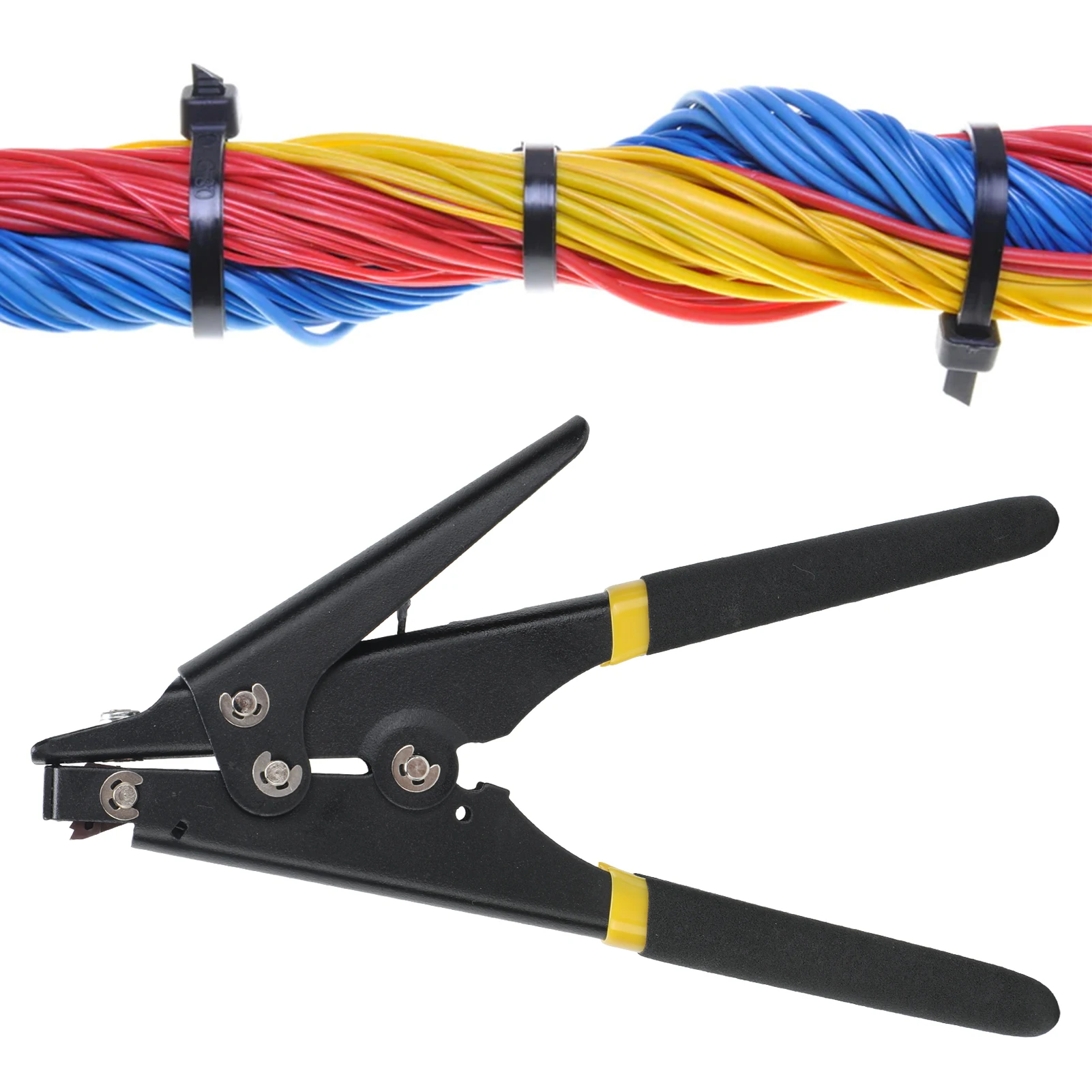 Portable Nylon Cable Tie Gun Tool Adjustable Tension Plastic Zip Tie Fastening and Cutting Tool