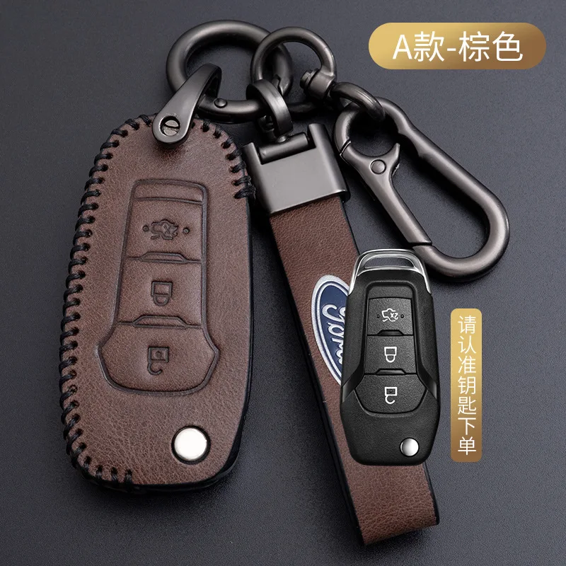 

Car Key Cover For Ford Escort Focus Ecosport Mondeo Kuga Edge Territory Escape Pure Handmade Car Key Case Car Accessories