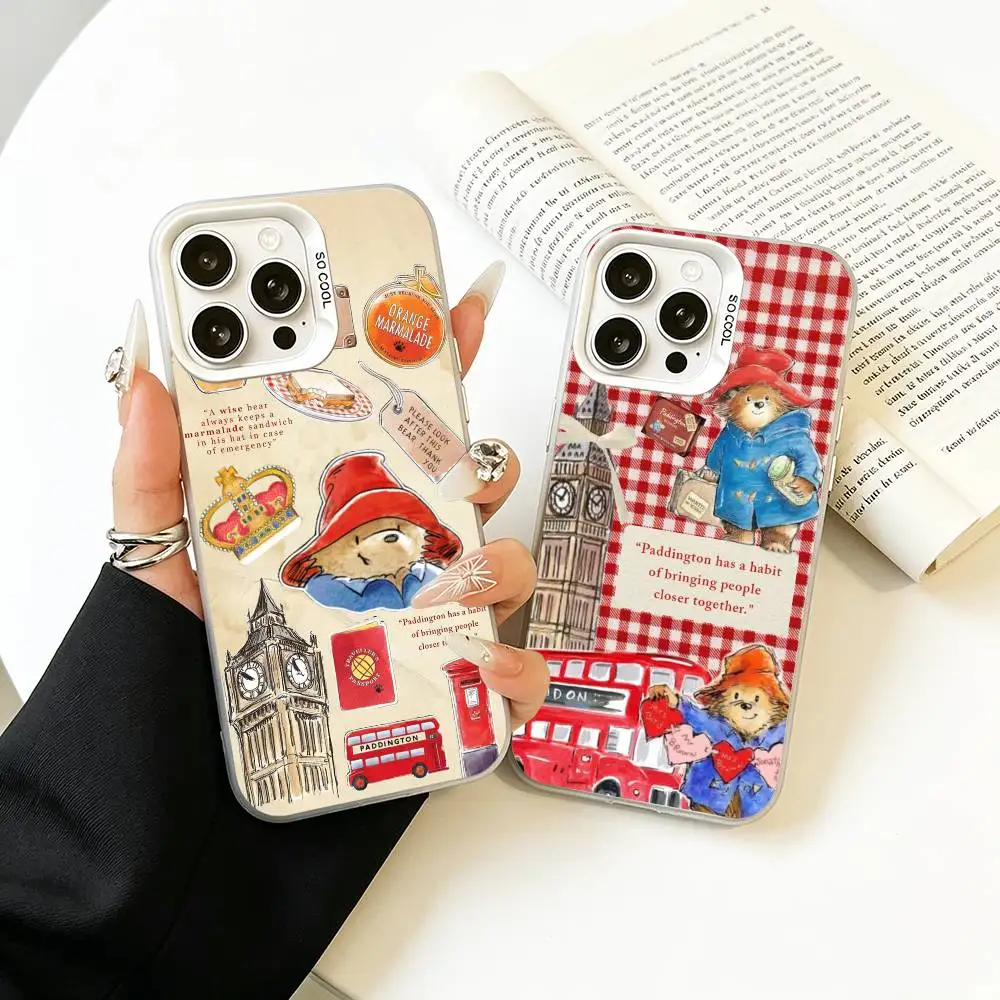 P-PaddingtonS Bear Phone Case For iPhone 17,16,15,14,13,12,11 Plus,Pro Max,XS,White Silver phone case