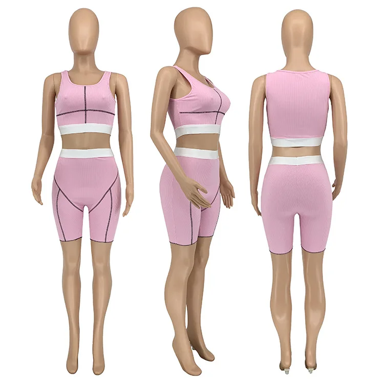 Prowow – ensemble de vêtements d'été pour femmes, body côtelé, tenues de jogging, Fitness, combinaisons de sport, Corset, hauts et Shorts, costumes assortis deux pièces