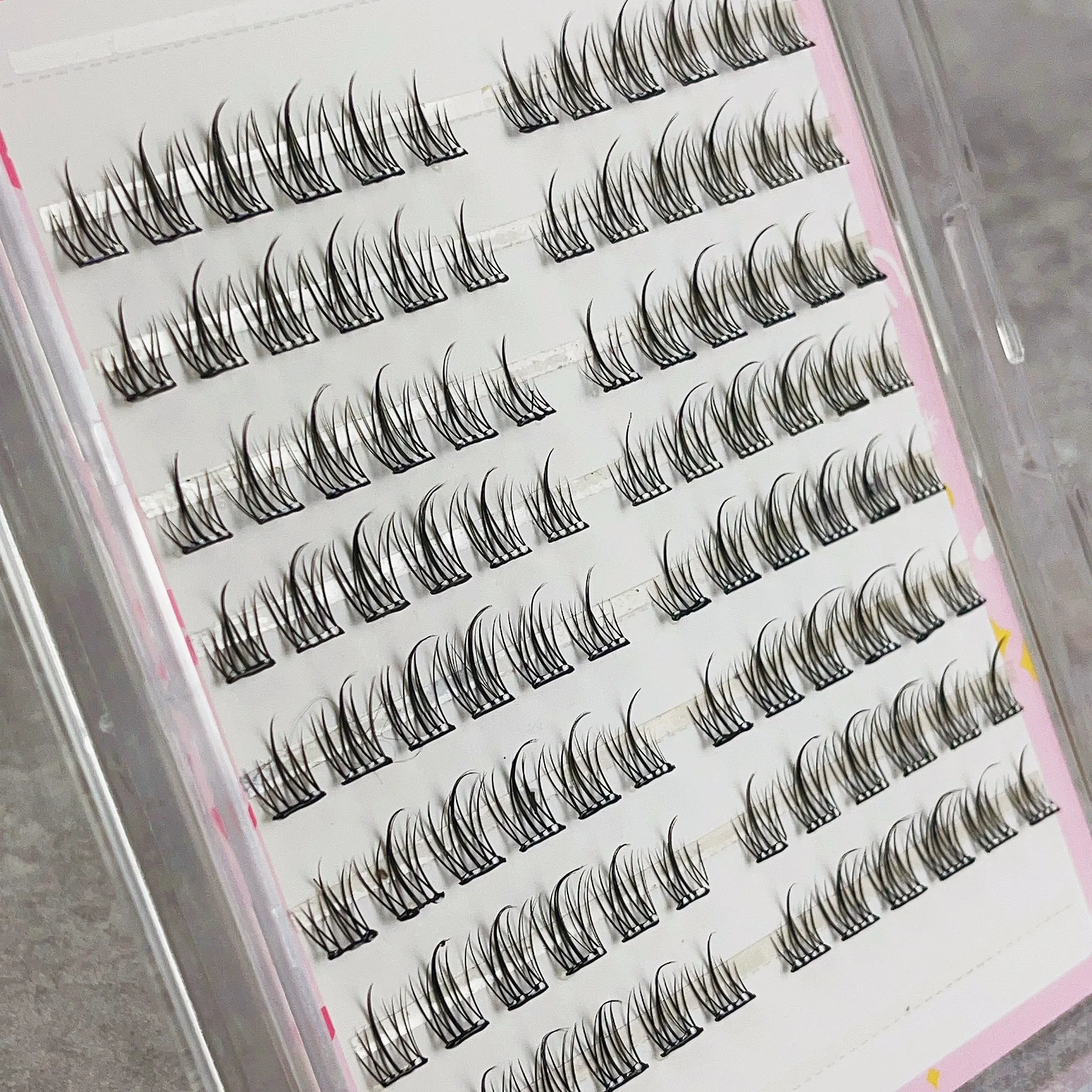 96 clusters of sunflower natural false eyelashes - 8 rows of large capacity, glue-free/non-stick design
