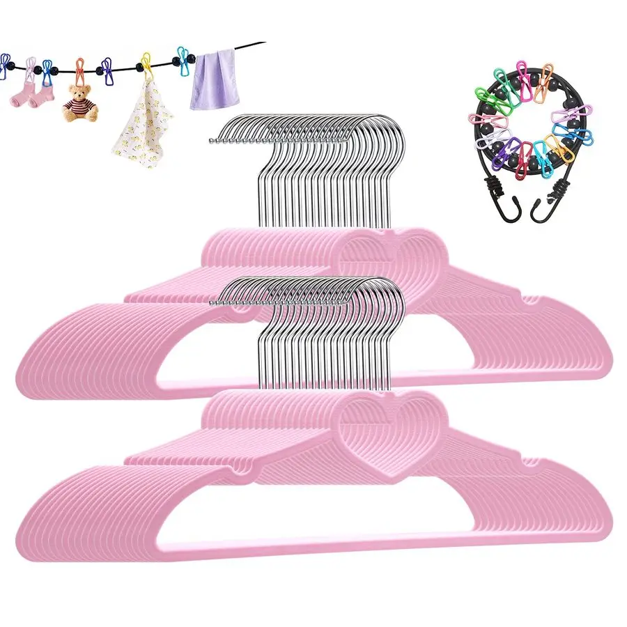 

Набор из 50 ультратонких розовых вешалок для одежды с поворотным на 360 градусов крючком, экономящие место, для путешествий