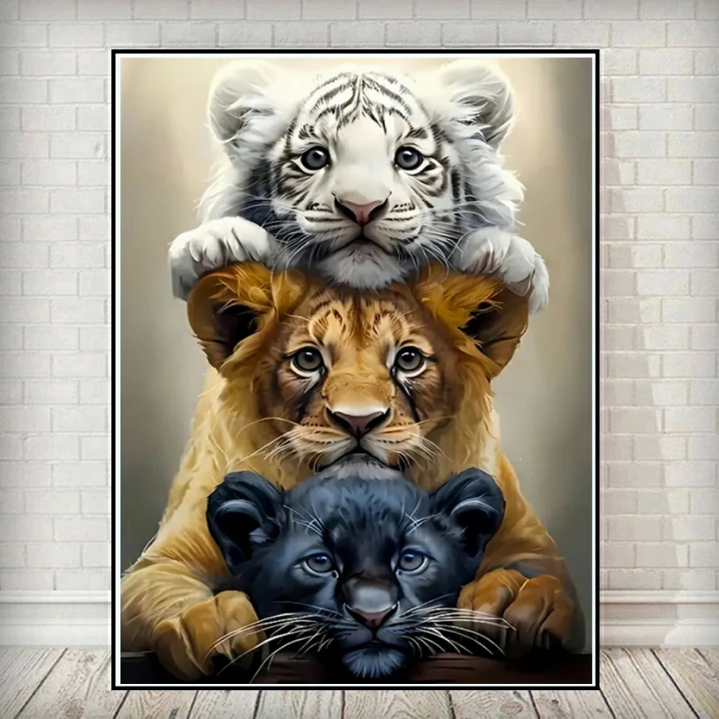 

Полная круглая Алмазная мозаика Тигр Животное 5D DIY Люби алмазная живопись Лев Наборы для вышивки крестом Леопардовая вышивка Ремесло Домашний декор