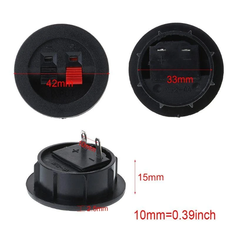 WP2-9A 2 PCS Динамика терминала терминала Круглый 2-й путь привязка пружинного зажима POST PUSH PUSH Пластины Пластины давления