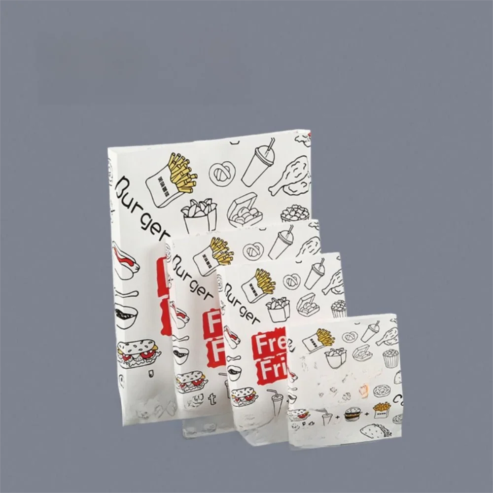 100Pcs Disposable Oil-proof Paper Bag Waterproof Non-stick Greaseproof Paper Bag Wrapper Pouch Kraft Paper Bag