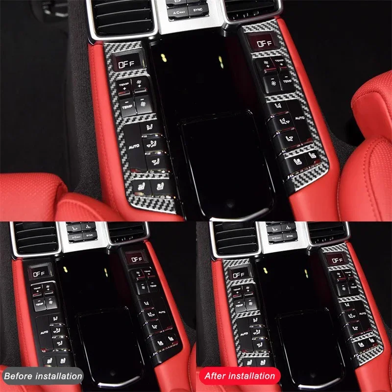 Interior Stickers For Porsche Panamera 2010 2011 2012 2013 2014 2015 2016 Real Carbon Fiber Rear Control Panel Sticker Trim Inte