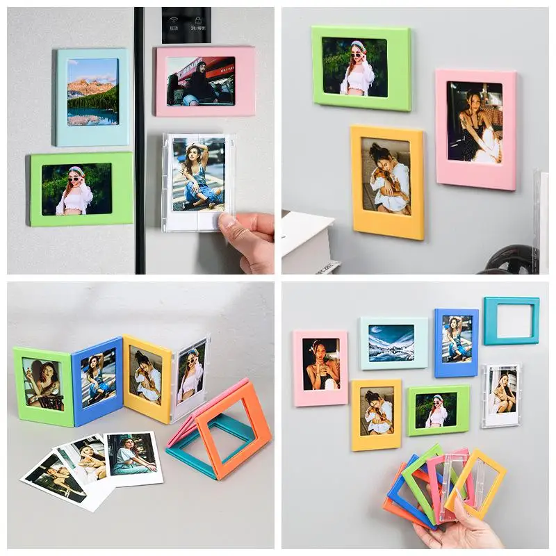 1Pc 4.6x6.2cm Idol Photo Frame Magnetic Photo Frame Polaroid Photos Style Fridge Magnets Office Kitchen Couple Bedroom Ornaments