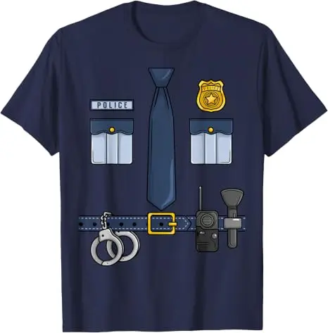 Halloween Polizist Partykostüm Halloween Polizeibeamter Cosplay T-Shirt Y2k Lustige Jungen Mode Grafik-Bekleidung Herrenkleidung – Detail 13