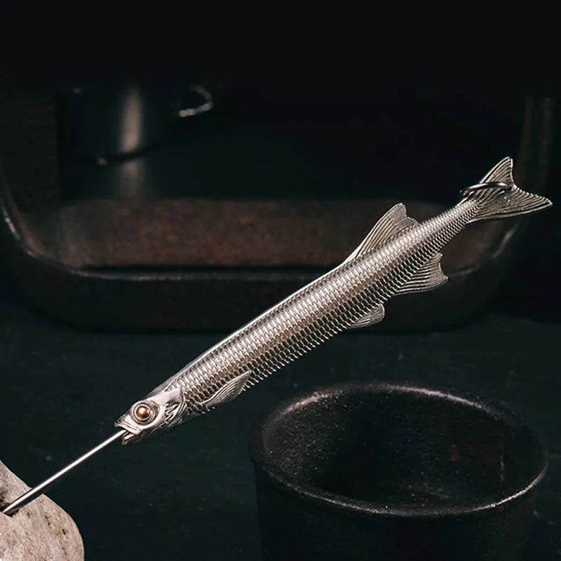outdoor-portable-edc-creative-fish-shaped-telescopic-tool-needle-stainless-steel-toothpick-tool
