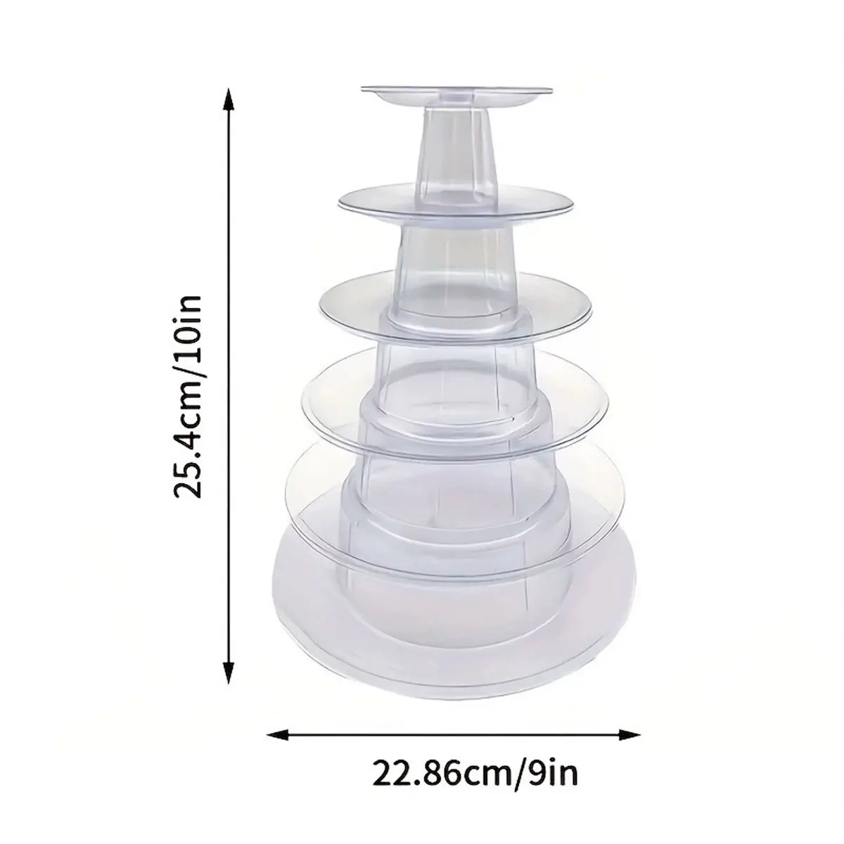1PC 6-Tier Round Plastic Clear Cake Stand – Transparent Macaron Tower Display Rack for Desserts, Cupcakes & Pastries, ZSY