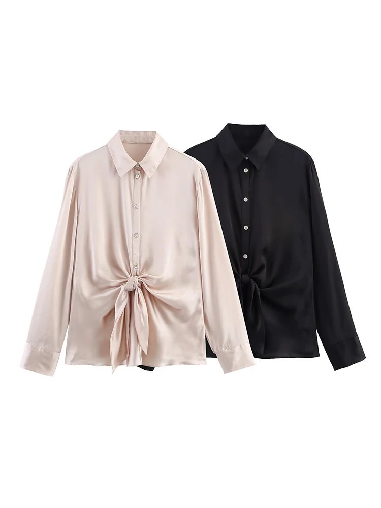 

European and American style autumn new fashion trend temperament leisure women's clothing versatile knotted casual long-sleeved