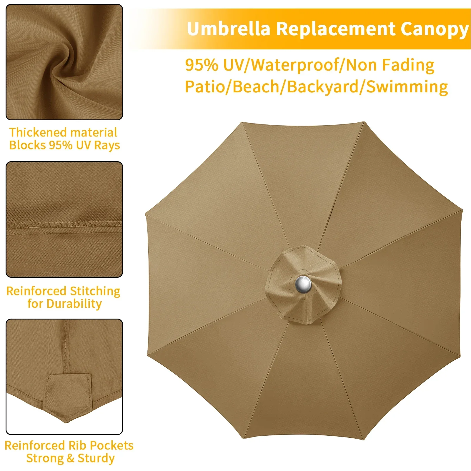 7.5x11 replacement patio umbrella ABCCANOPY 9FT Outdoor Umbrella Replacement Top Suit 8 Ribs (Dodgerblue)