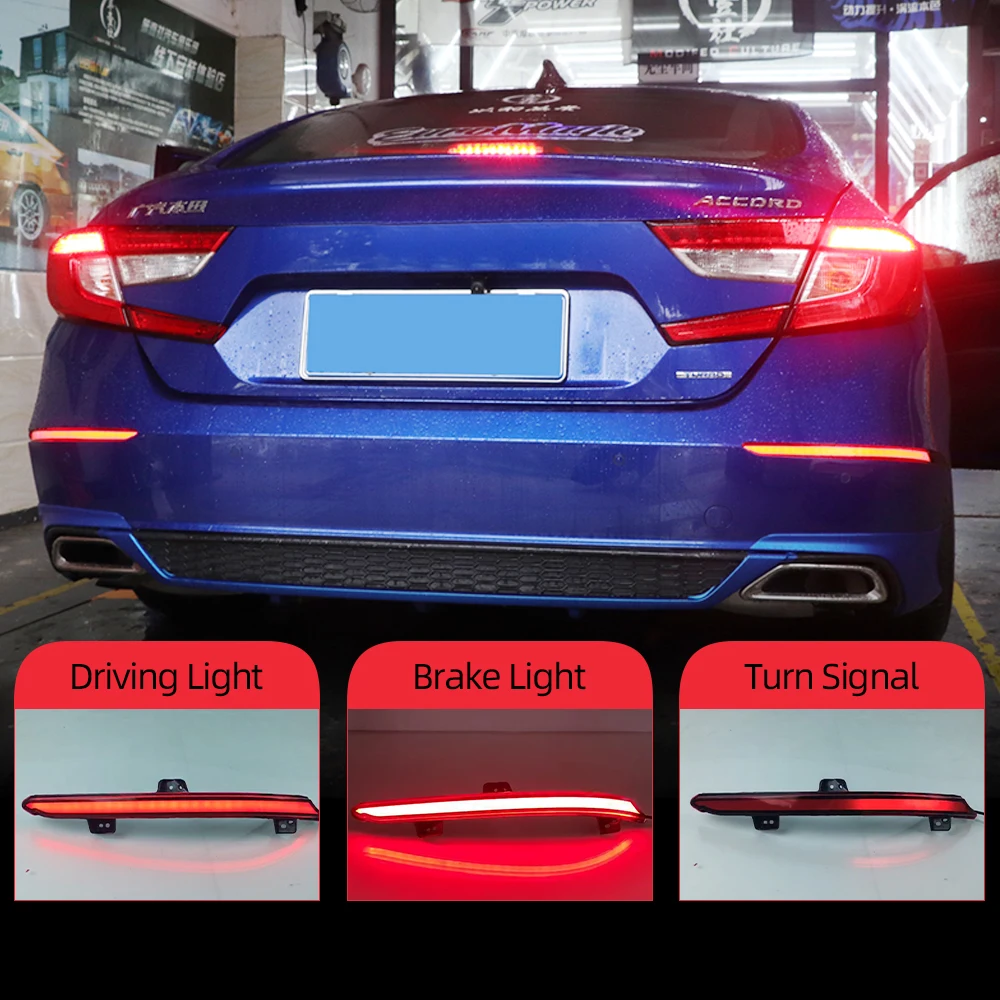 

2Pcs Rear Fog Lamp For Honda Accord Inspire 2018 2019 2020 Plug and Play Car Bumper Brake Light Turn Signal Reflector