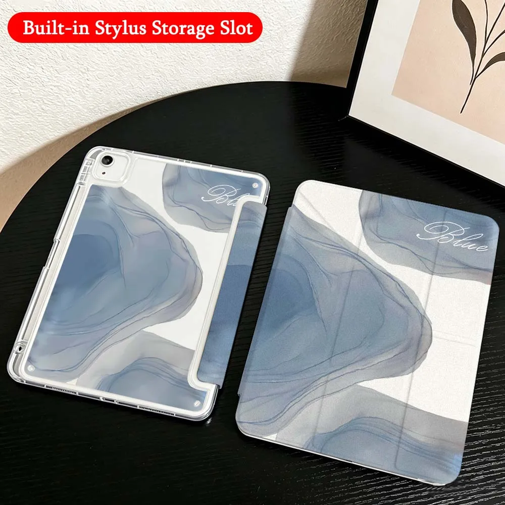 Abstract Resin Decor Case For iPad Mini Pro Air 5 6 7 8 9 10th 11th 11 9.7 10.9 13 inch Transparent Y-Shaped Folding Tablet