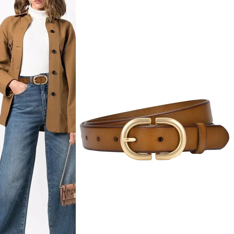 

2.8cmRetro belt women's pin buckle genuine leather belt versatile decorative first layer cowhide belt women's trouser belt