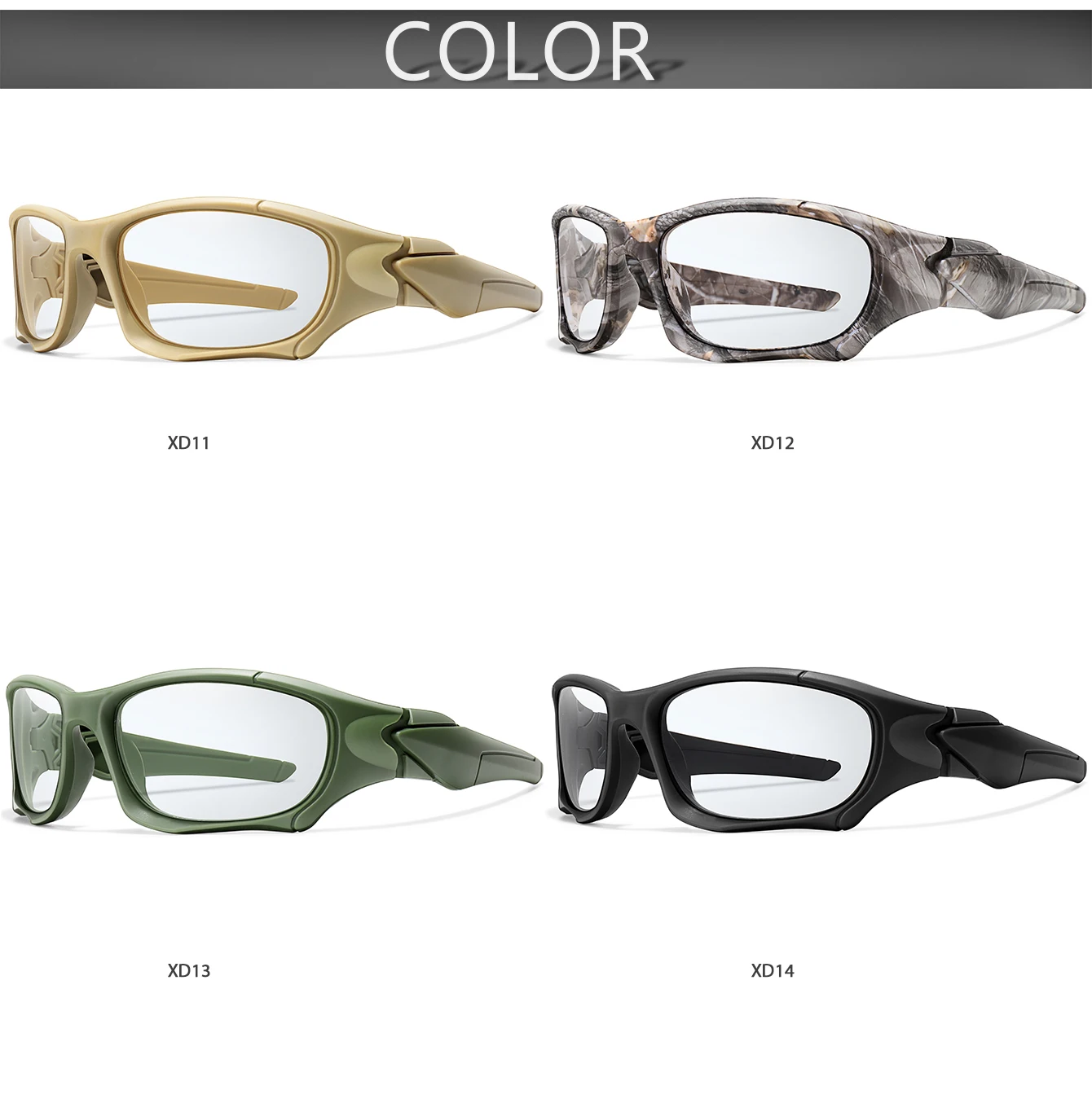 3er-Pack Photochrome Fahrrad-Sonnenbrillen Taktische Tarnfarben-Outdoor-Sportbrillen Vintage Fahr-, Reit-, Angel- und Windschutzbrillen – Detail 3